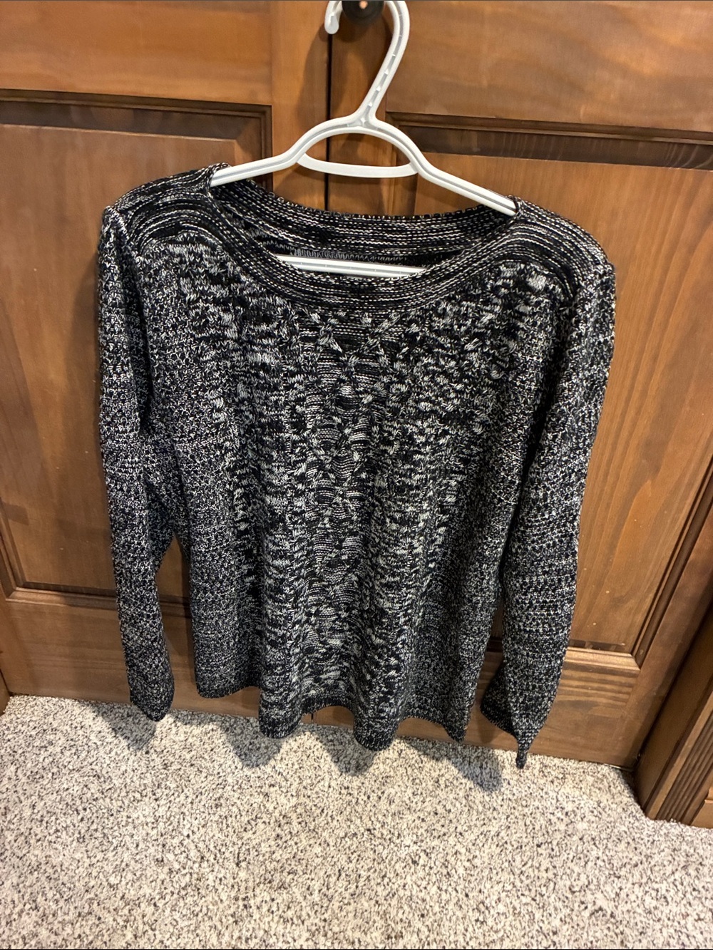 croft & barrow Black and White Marled Crewneck Sweater